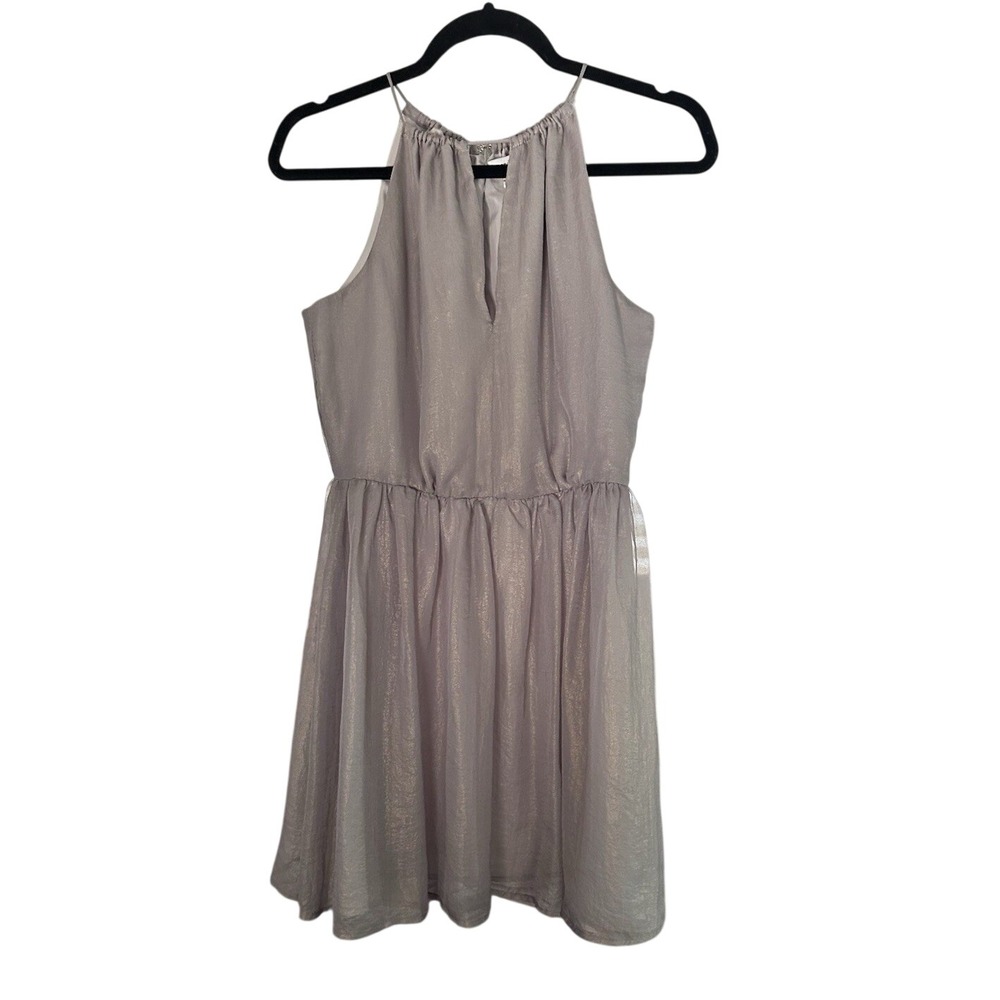 Cupcakes and Cashmere Metallic Halter Dress Lavender Grey Shimmer Mini Size‎ 4